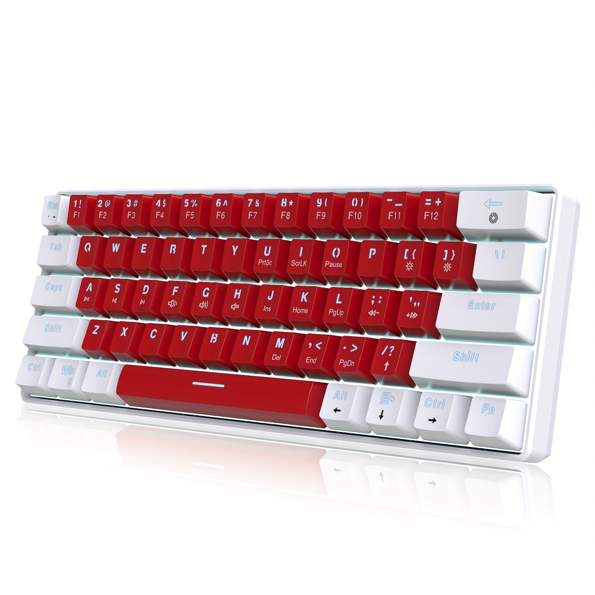 TEMU Snpurdiri 61-key Mechanical, Wired 60% Mechanical Gaming Keyboard With Red Switches, Portable And , Suitable For Windows Laptops And - White And