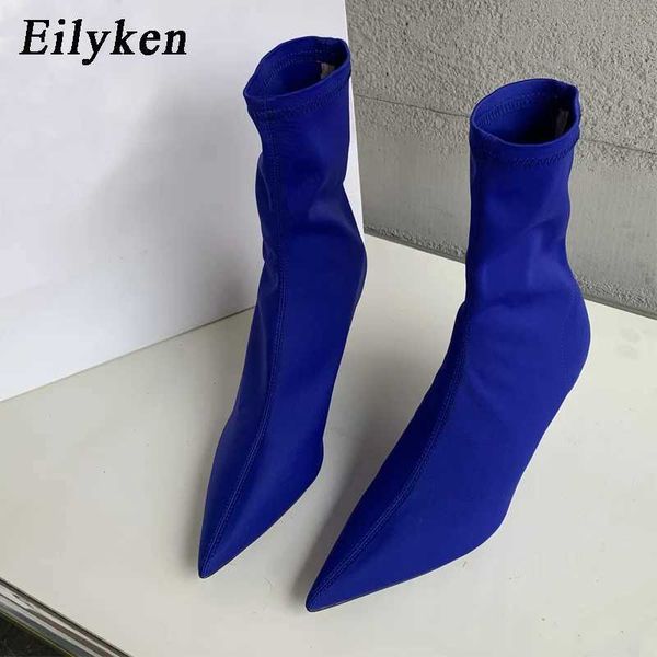Boots Eilyken Candy colorful elastic fabric ankle boots for women Pointed toe fashion short boots Spring and Autumn thin high heels T241008