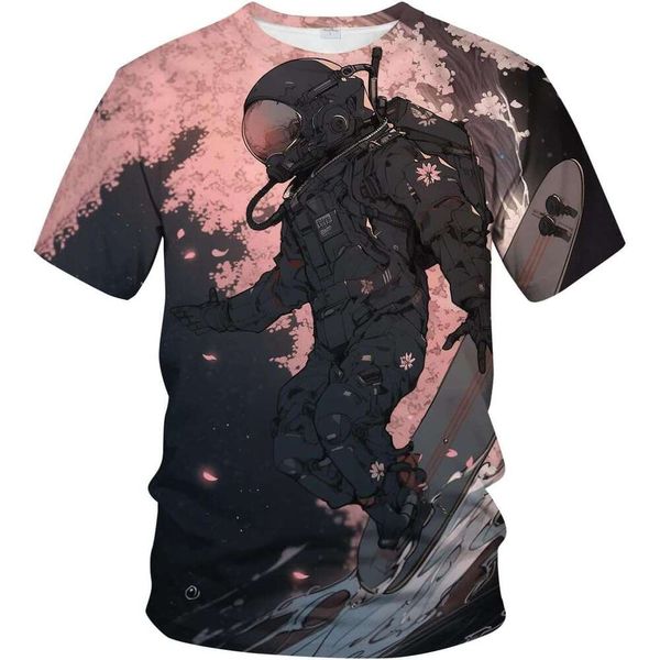 Mens T shirt Tie Dyed Funny Skateboarding T-Shirt Art Print Sakura Cool Short Shirts shirts tshirt graphic tee Casual tops summer clothes Fr