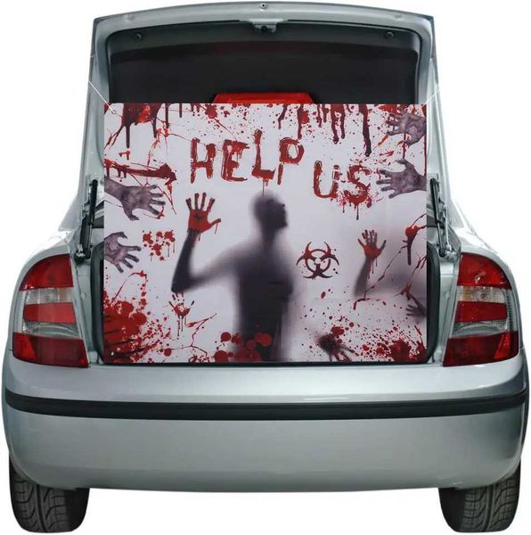 Trunk or Treat Halloween Car Decorations Bloody Handprints Banner Archway Garage Decor BannersXJ240819