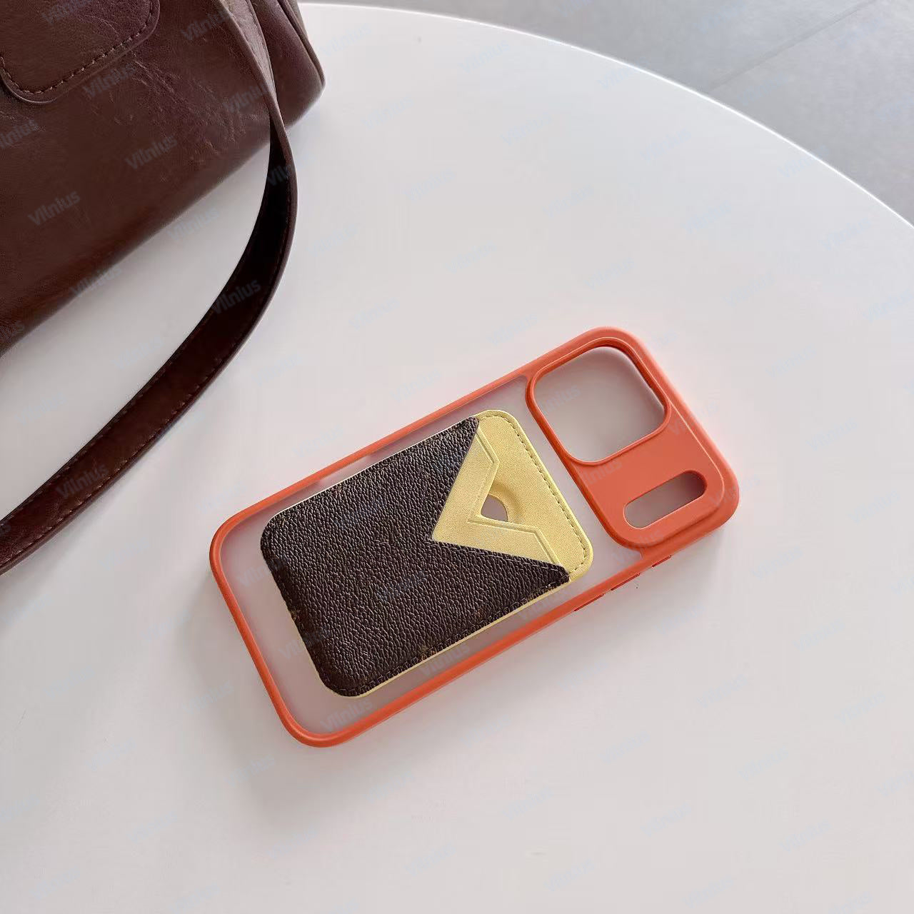 Designer V Magnetic Leather MagSafe Card Holder Cherry Phone Case All Fitted Luxury Universal Mini Wallet Work ID Bank Credit Bus Hi Quality Cover W