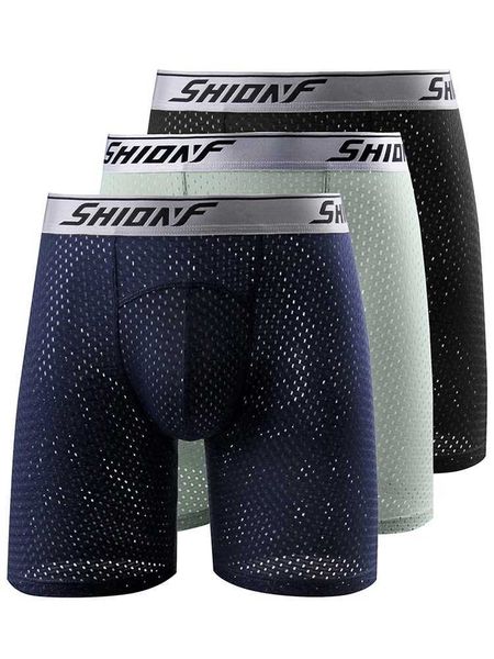 Underpants 3 packs of mens underwear mens boxing underwear breathable comfortable breathable extra long large boxing underwear J250111