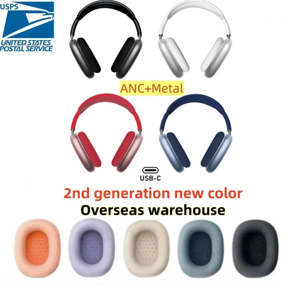 for airpods max headphones airpodspro max 2 Wireless Earphones maxes Active ANC Noise Cancelling Adjustable HiFi Stereo Sound metal shell headset ca