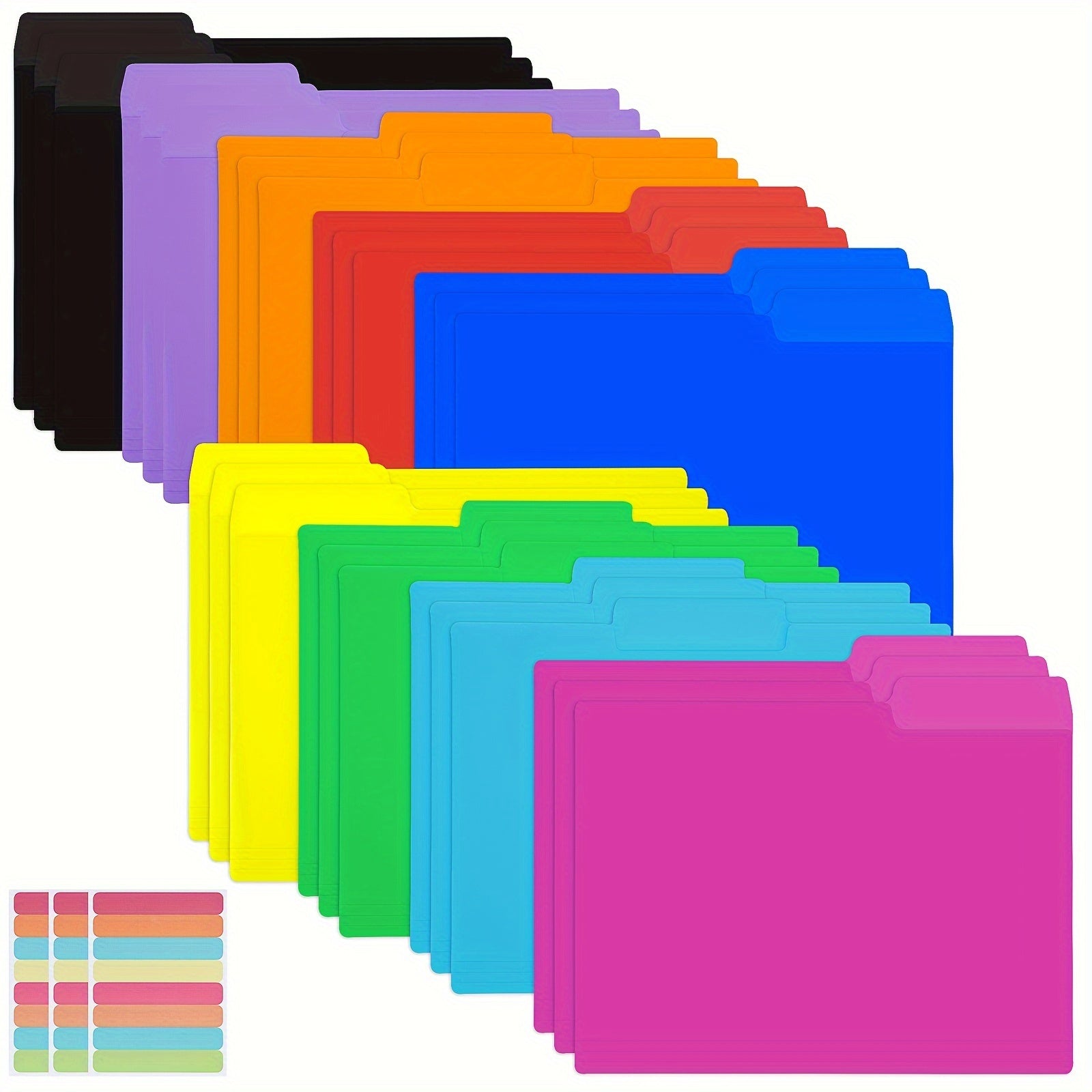 TEMU Whonline 27pcs 9 Colors Plastic Manila Folders, File Folders, Letter Size File Folders Poly Filing Folders Colored Folders - Heavy Duty 1-3 Cut