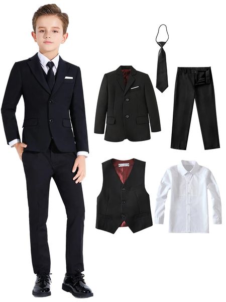 Boys Suits Colorful Formal 5 Piece Slim Fit Dresswear Suit Set School Uniforms 250208