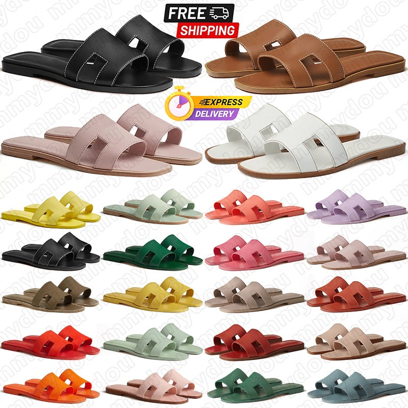 free shipping designer slippers women platform sandals flat slides shoes sliders black white khaki patent womens ladies slipper flip flop sneakers c
