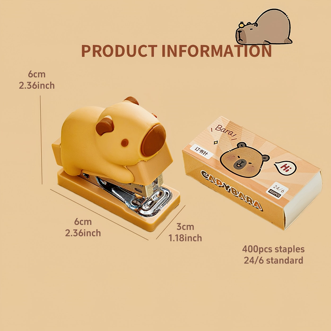 TEMU Mini Stapler With - Cute Cartoon Portable Student Office Binder, Non-electric, School Supplies, Desk Organizer, Compact Size, Stationery,