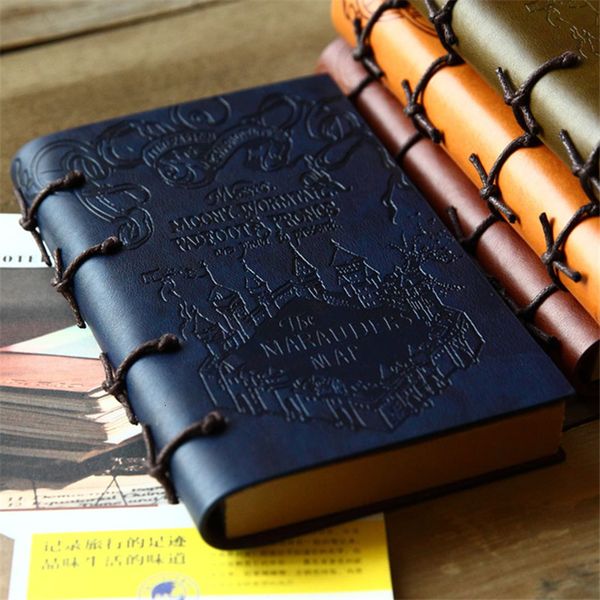 Notepads Vintage Leather Notebook Kraft Paper Inner Page Book PU Drawstring Booklet Ledger Diary 230130