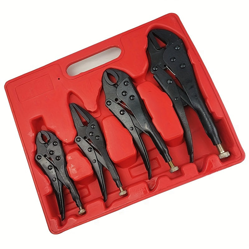TEMU 4pcs-set Locking Pliers Gourd Mouth Straight Jaw Lock Mole Plier High Carbon Steel Wear Resistant Clamping Hand Tools