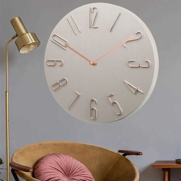 8-inch simple Nordic style living room silent clock bedroom clock home clock no punch hole wall clock W240806