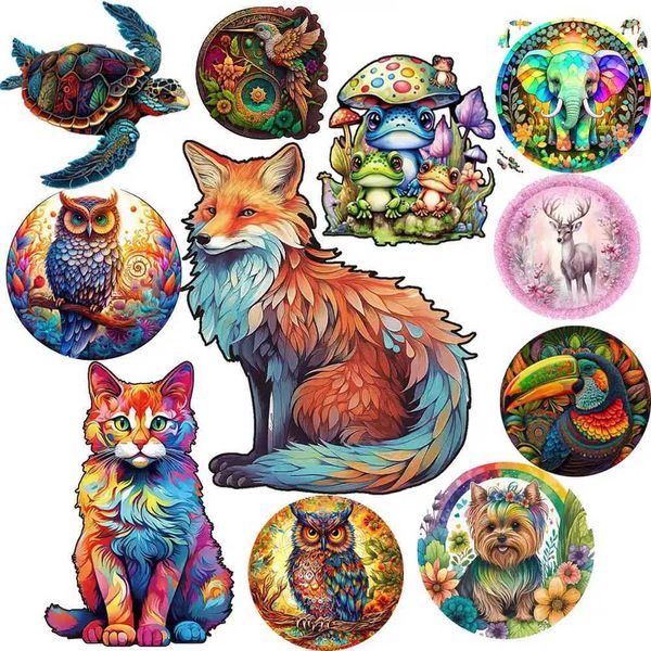 50-150pcs Wooden Animal Jigsaw Puzzles Mysterious Puzzle Gift for Adult Kids Fabulous Montessori Children Toy Puzzle GiftsM240817