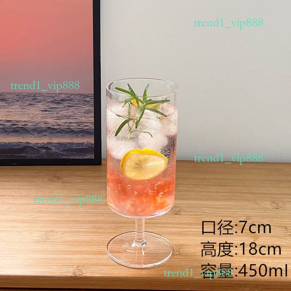 Summer elegant cup Ins style cups high foot juice glass coffee shop, milk tea, cold tail drink cup, beverage cup with straw gift 5ba