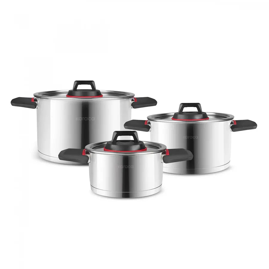 Karaca Yenka 6-Piece Stainless Steel Cookware Set, Silver