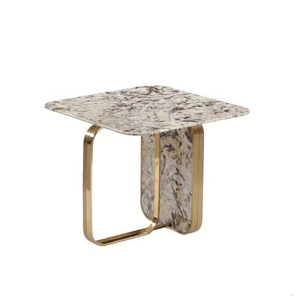 Gold stainless steel metal tea modern marble side living room furniture coffee table