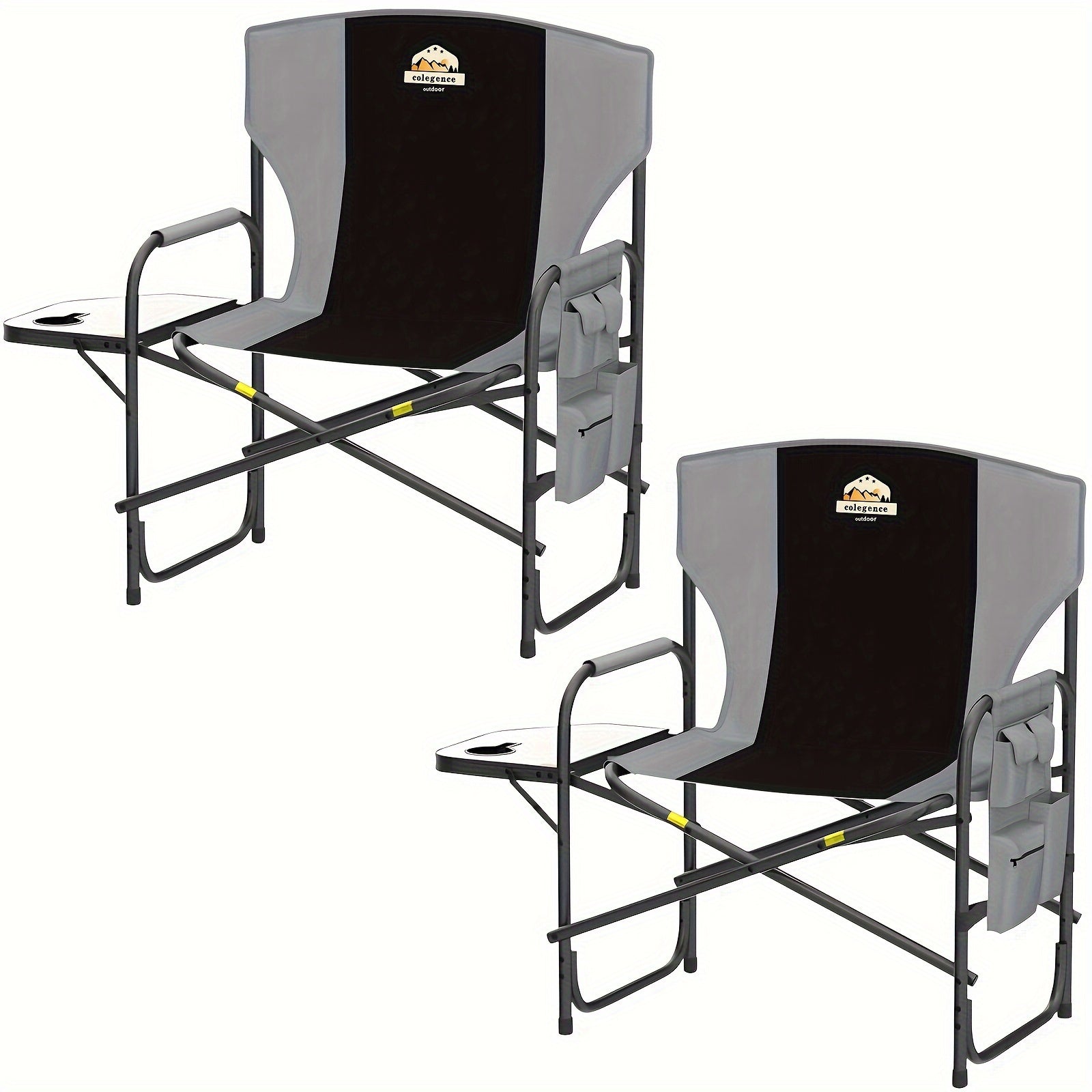 TEMU Colegence Xxl Oversized Directors Chairs Set Of 2 Support To 600 Lbs, Heavy Duty Camping Chairs For Adults With Foldable Side Table, Detachable
