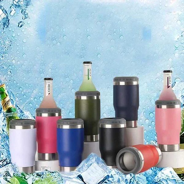 14oz Stainless Steel Insulated Cup Car Mounted Car Cup Vacuum Belly Ice Cream Cup Bottom Open Beer Water BottlesCL240809