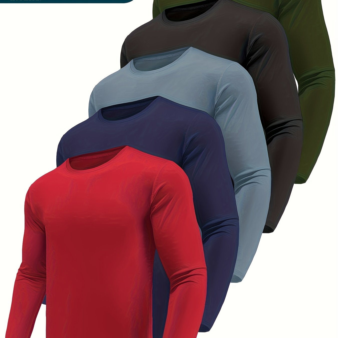 TEMU 5 Pack Long Sleeve Shirts For Men Moisture Wicking Sun Protection Tee Shirts Workout T Shirts Casual