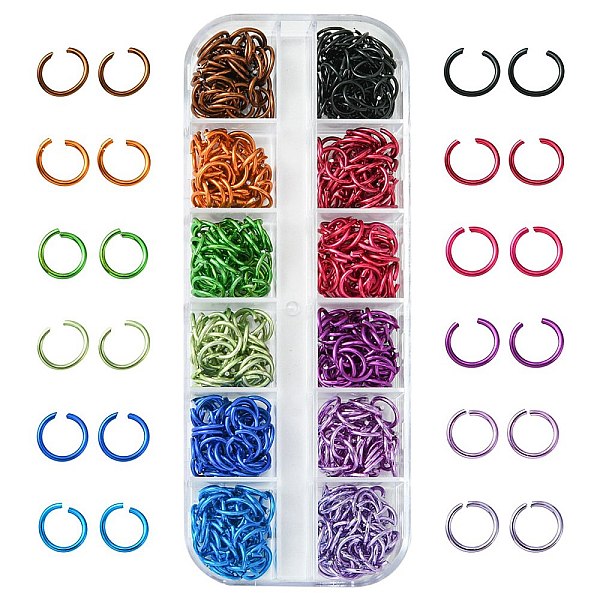 Anillos de salto abiertos de aluminio de 24 colores y 12 g para tejidos de malla