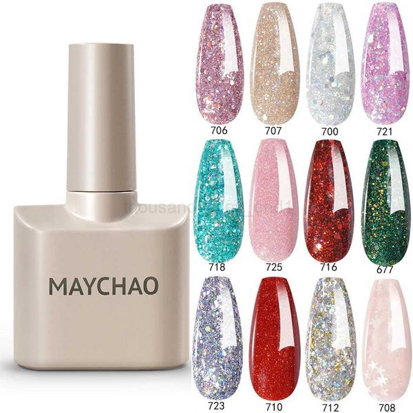 MAYCHAO 12ML Glitter Gel Nail Polish Autumn Colors Long Lasting For Manicure Soak Off Nail Art Gel Varnish Shiny Sequins UV GelY240729Y24073