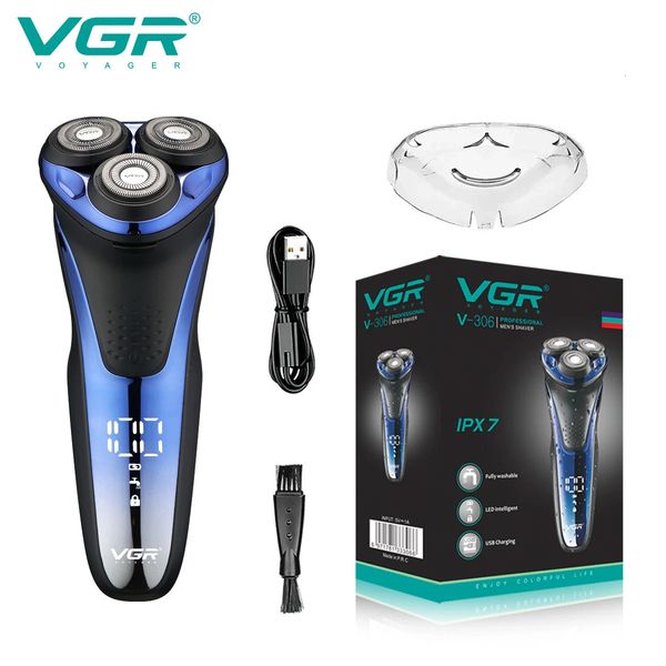 VGR Shaver Electric Razor Professional Shaving Machine Floating Beard Trimmer IPX7 Waterproof Rechargeable Shaver for Men V-306 240325