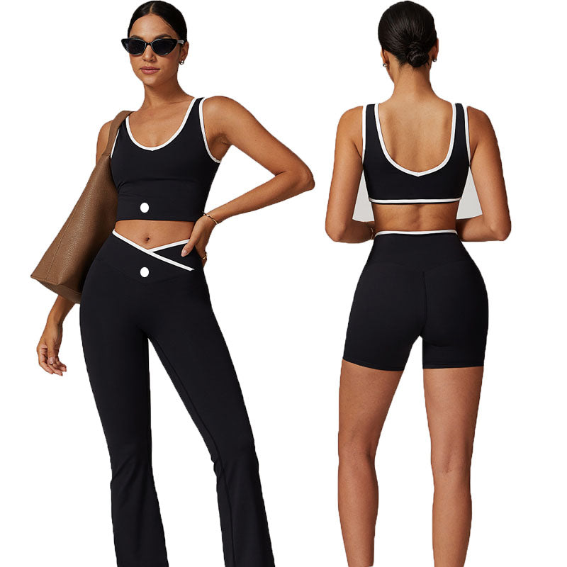women Yoga Set Women Two Pieces bralette Gym Sports Tracksuits Bra Fitness Shorts lingerie Fared Pant Workout Sports Clothes