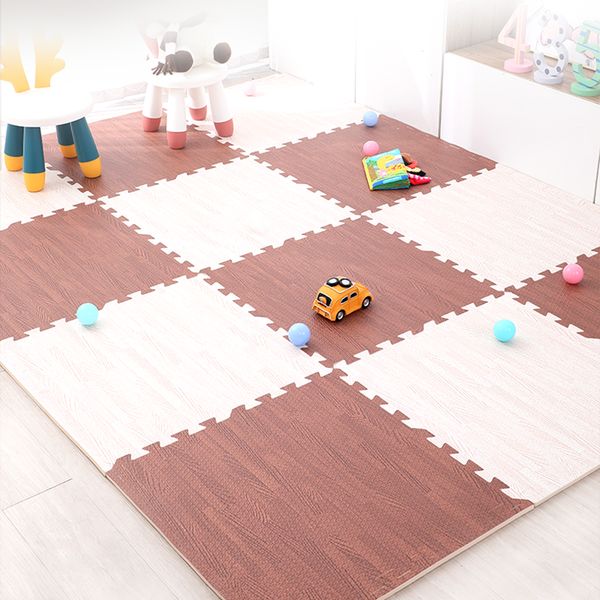 EVA Foam Floor Mat Interlocking Puzzle Tile Wooden Grain Kids Playmat for Yoga Gym Kids Game Tiles Bedroom Livingroom Soft Floor