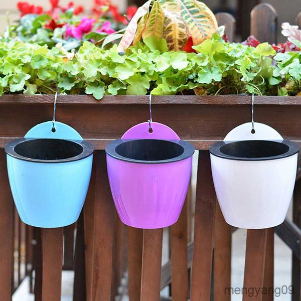 Planters Pots Pot bunga polos penyiram Resin otomatis tahan lama untuk taman balkon dengan R230807