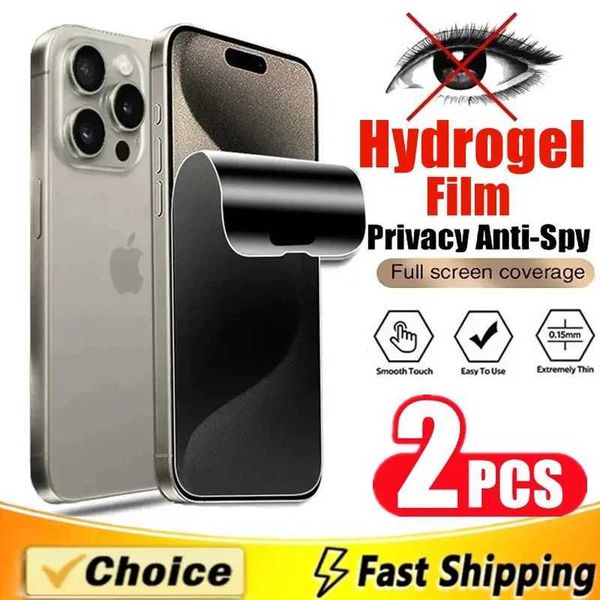 Cell Phone Screen Protectors 2Pcs Anti-Spy Hydrogel Film for IPhone 13 12 11 14 15 Pro Max Mini 7 16 Plus Privacy Screen Protector for IPhon