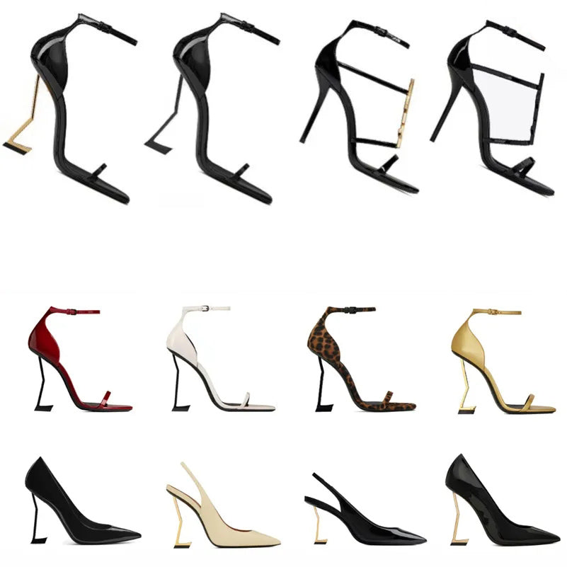 Designer High Heels Women Dress Luxury Sandals Patent Leather Triple Stiletto Black Gold Suede Red Silver Womens Lady Fashion Shoes Party Wedding Of