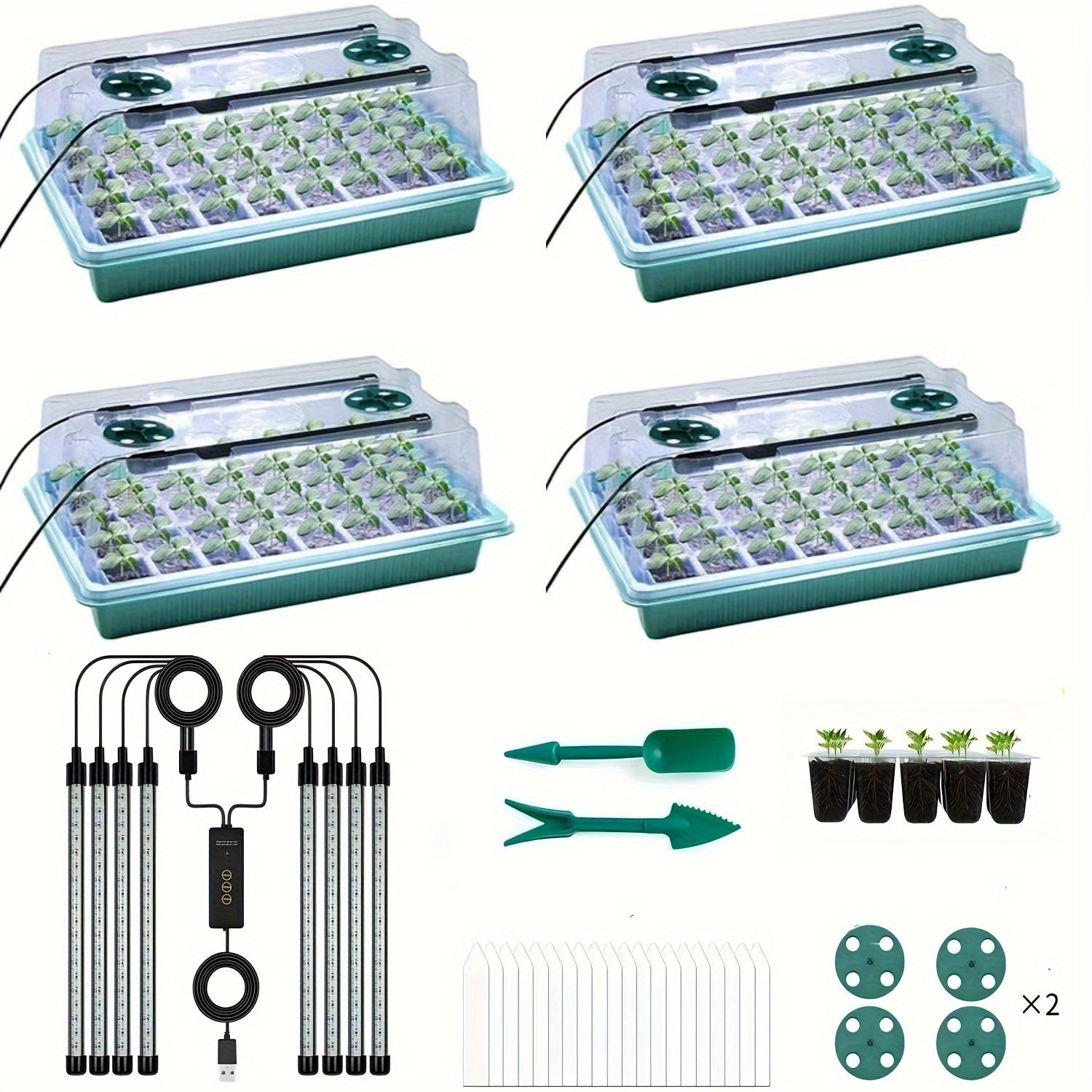 TEMU Seed Germination Tray With Grow Lights, Adjustable Brightness Seedling Tray That Provides A Unique Temperature For Plants. This 4-pack Of