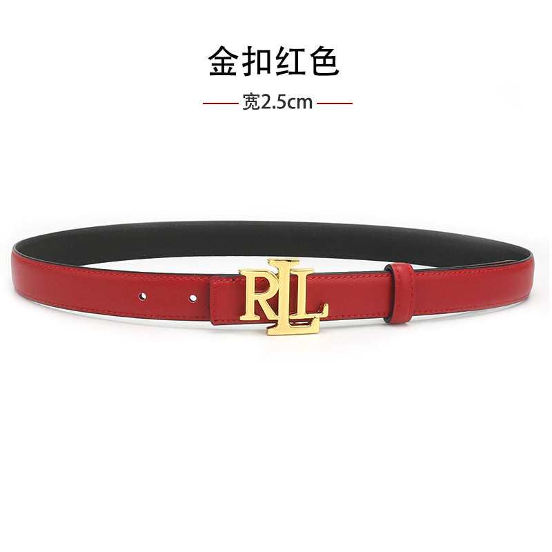 luxury Red belt For woman high quality RL letters fashion leather belt