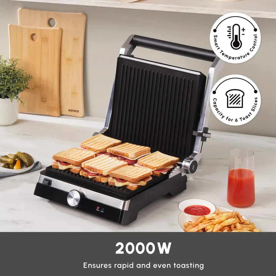 Karaca Glaze Grill Grey Sandwich Toaster, 2000W