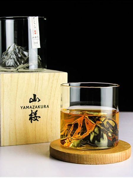 Creative Iceberg n Whiskey Glass Bottom Raised Ice Mountain Rock Whisky Tumbler Gift Package Liquor S Glasses Wine Cup 241219