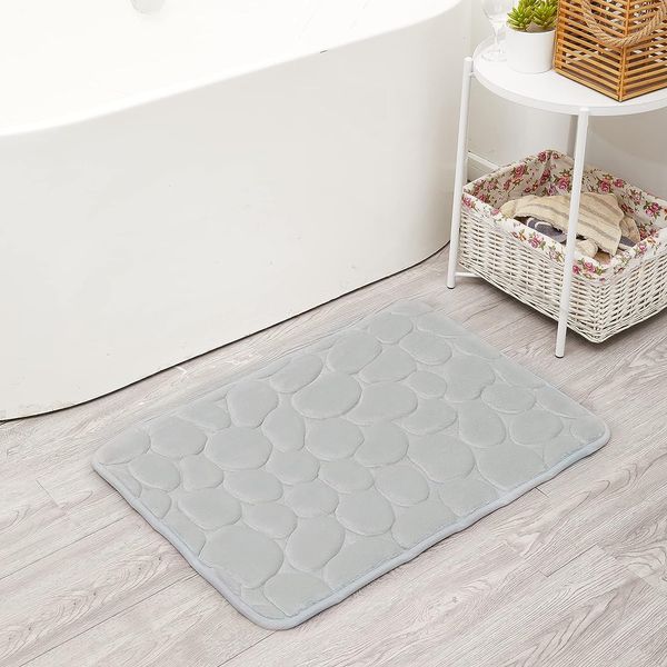 YUEXUAN Memory Foam Bath Mats Cobblestone Bathroom Rugs Water Absorbent Bath Mats for Bathroom Non Slip Soft Stone Machine Washable Bath Rug
