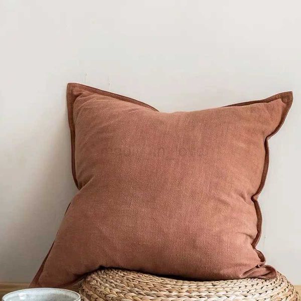 Solid Color pillow Cover Cotton Linen Sofa Waist pillowcase Living Room Bed Chair Home Decor Without Core Cushion Cover WashableM240717