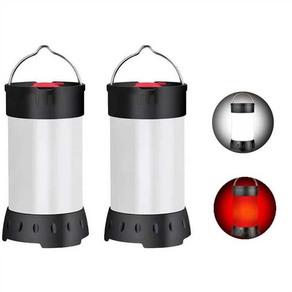 Portable white red camping light USB charging mini camping tent light with 5 modes built-in magnetic hook 18650 battery X250211
