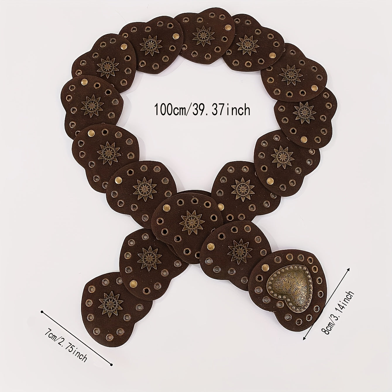 TEMU Vintage Heart Shaped Pu Belt, Western Metal Heart Splicing Belt, Y2k Casual Waistband, Suitable For Women's Suits, Skirts And Dresses, Versatile