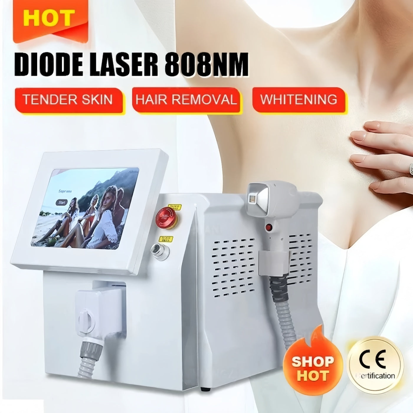 Portable 808nm 755nm 1064nm Diode Laser Hair Removal Machine Alexandrit Permanent Removal Cooling Head Painless Laser Epilator