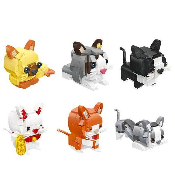 Blocks Blocks Creative and Fun Mini Simulation Cartoon Cat Desktop Decoration Blocks Bricks Toys GiftSl488 Y250117A5YB