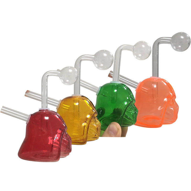 Colorful Skull Oil Burner Bubbler Pipe Mini Bongs Percolator Water Pipes Glass Hookah Bubblers Recycle Portable Hand Smoking Dab Rigs