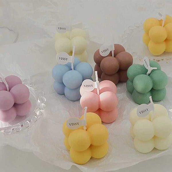 High Quality Small scented candles mini cube bubble shaped wax candles aromatherapy for home bedroom wedding party decoration aesthetics T25
