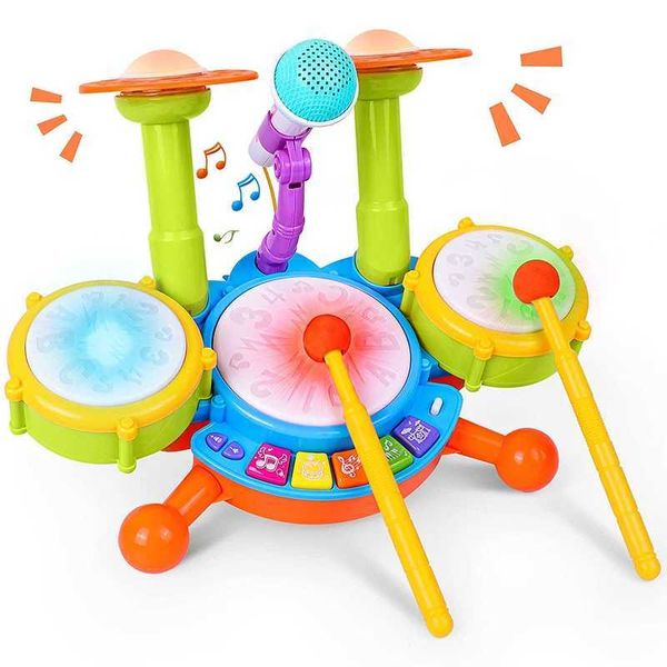 Childrens drum set childrens 1-3 music baby education tools toys childrens girls microphones learning activity gifts W240820