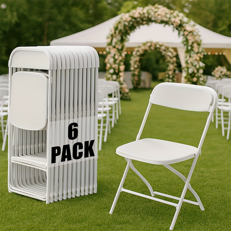 TEMU 6-10pcs Set White Folding Chairs, Portable Party Chairs, Plastic Folding Chairs, 350 Lbs Stackable Commercial Seating, Suitable For Office