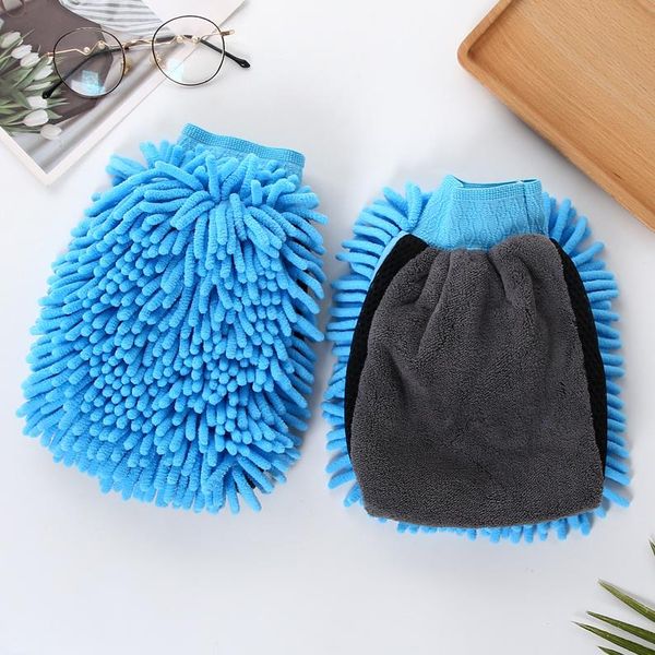 Car Washing Gloves Microfiber Chenille Gloves Thick Car Cleaning Mitt Wax Detailing Brush Auto Care Double-faced Glove ni07
