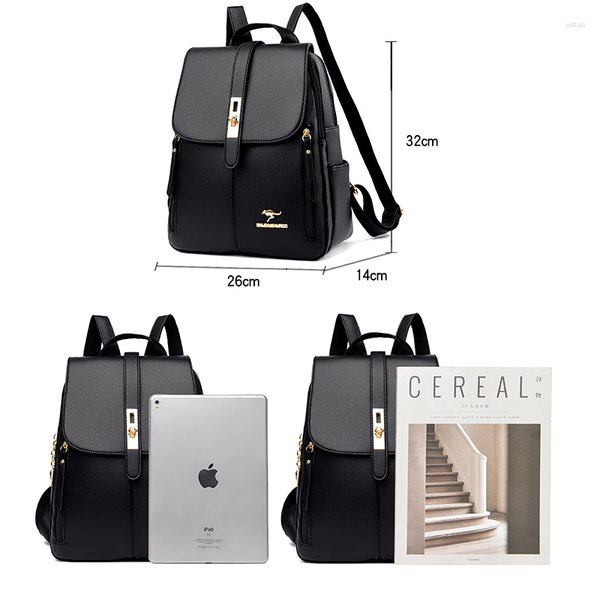 School Bags Women Backpack 2024 Leather Backpacks Female Designer For Girls Bag High Quality Travel Bagpack Ladies 01X240902