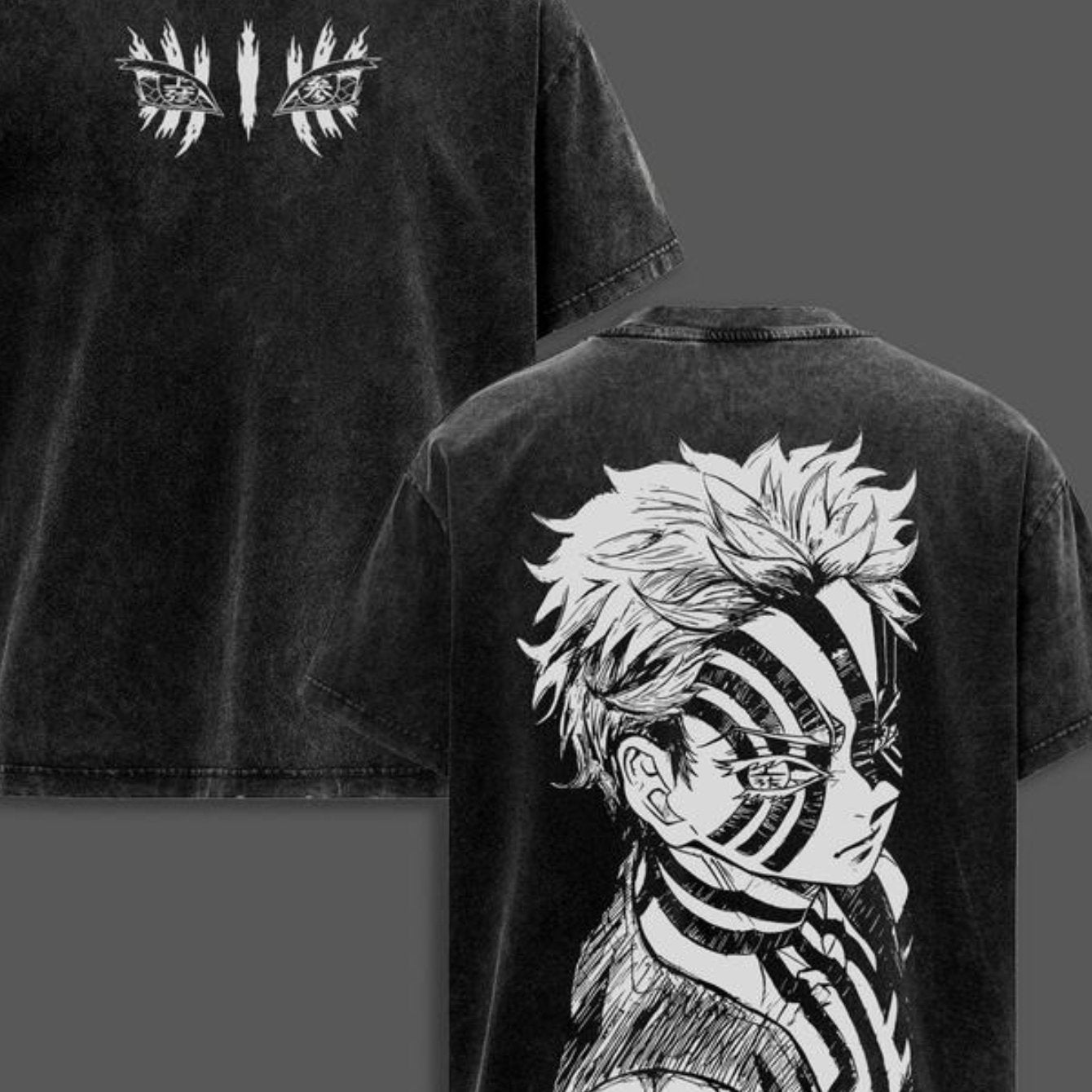 TEMU Washed Cotton Men's T-shirts, Anime Retro Washed T-shirts, Gifts For Anime Fans, Double-sided Printed T-shirts, Men's Tops For Comic Lovers,