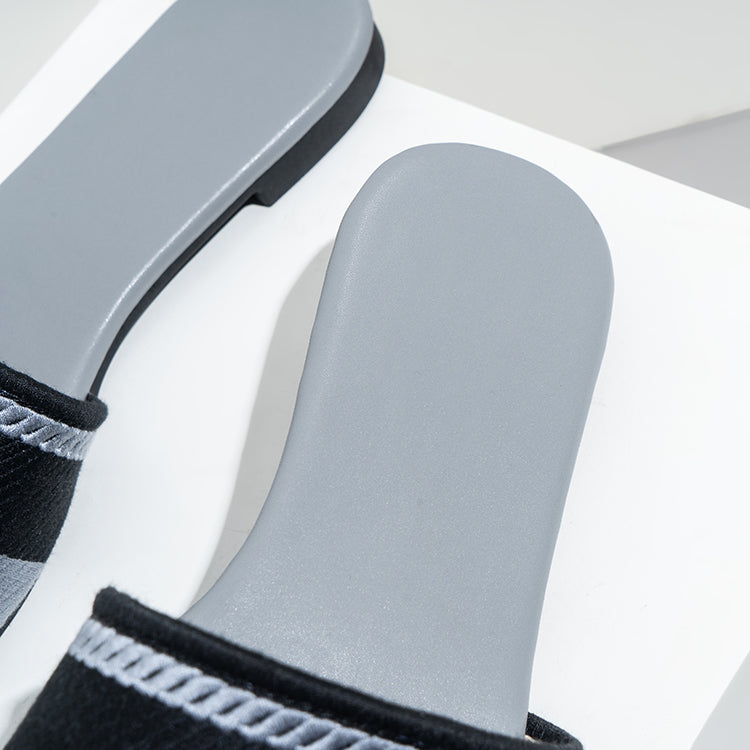 Sliders designer for women embroidered slide sandals summer slippers girls beach black white animal prints flat flip flops luxury slides floral broc