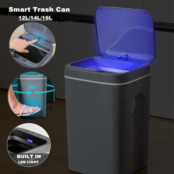 Waste Bins 16L intelligent sensing with automatic intelligent sensor Dustbin electric touch used for kitchen bathroom and bedroom garbage 23