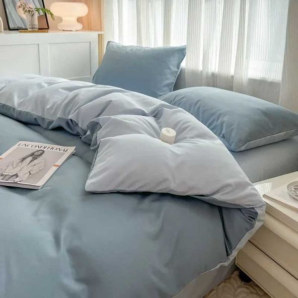 Solid Color Four Piece Bedding Set for Children and Adults Double Bed Large Four Piece Duvet Cover Bed Sheet Pillow CoverXJ241015