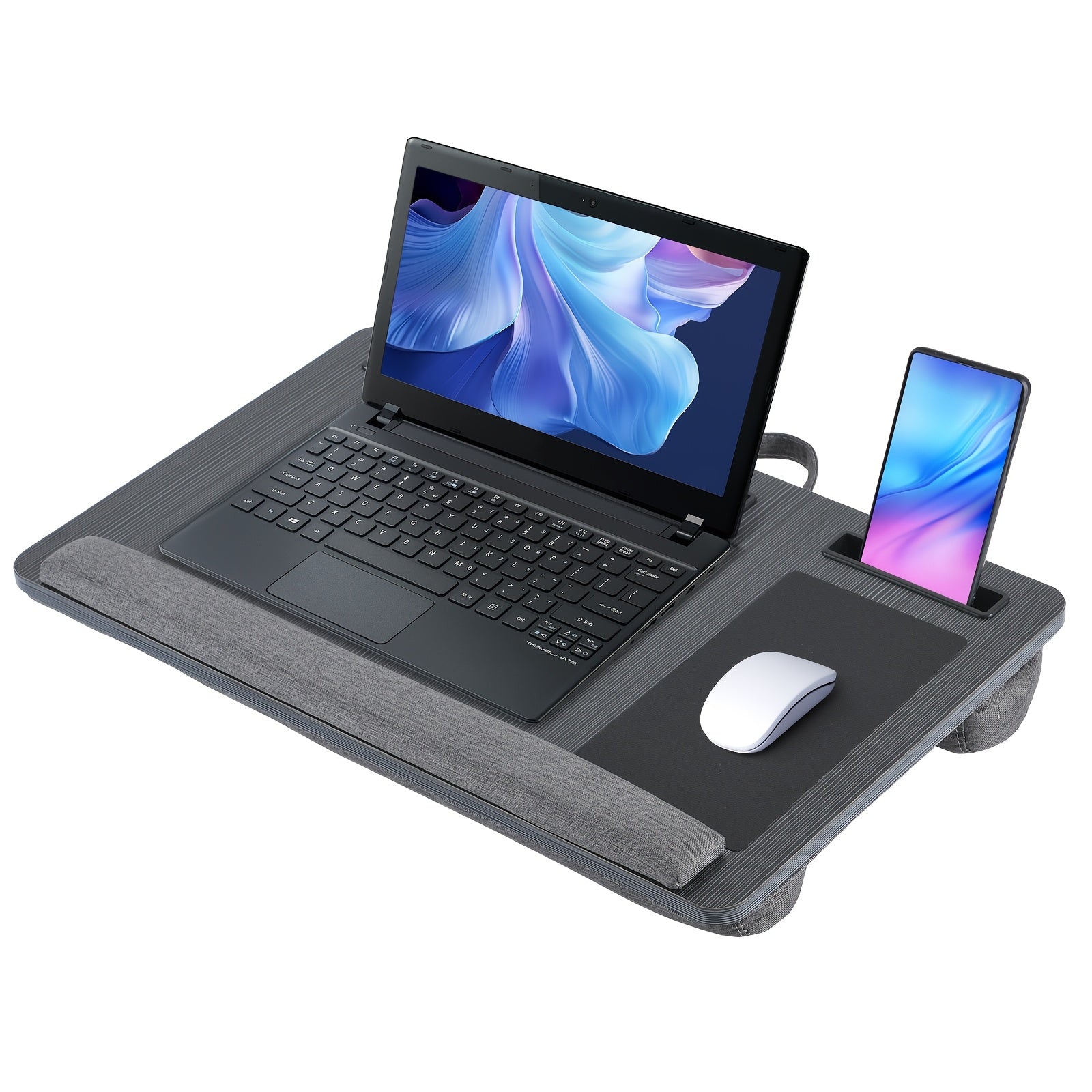TEMU Laptop Lap Desk, Large Laptop Desk With Wrist Rest, Mouse Pad, Tablet Phone Slot, Portable Handle & Cushion